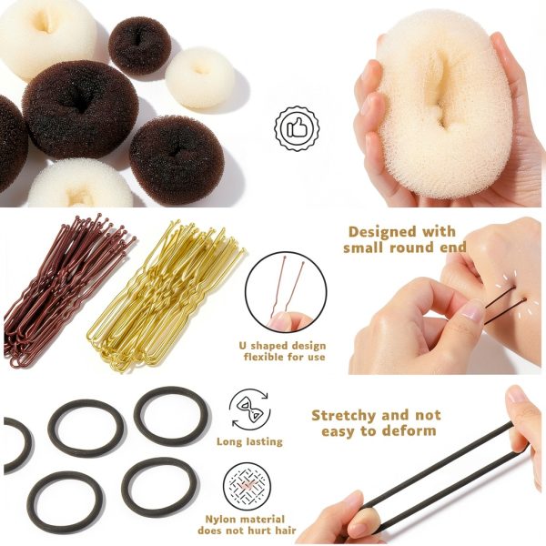 Hair Donut Bun Set FANDAMEI Black Styling Kit-2