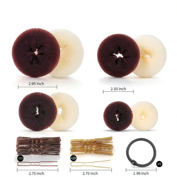 Hair Donut Bun Set FANDAMEI Black Styling Kit-3