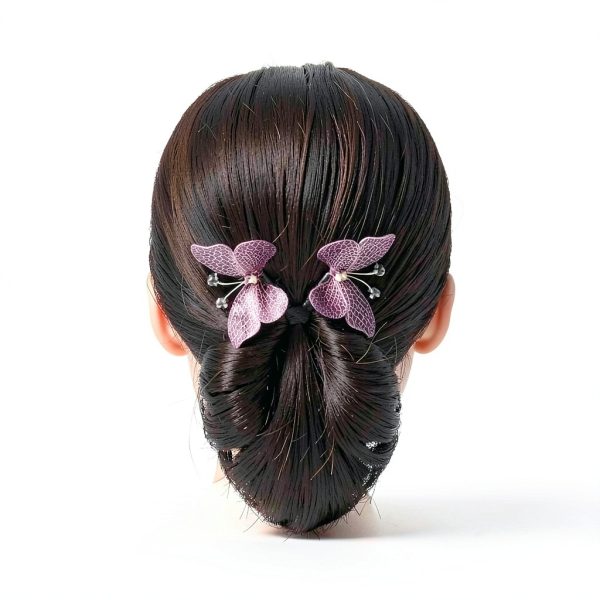 Takeberny Hair Bun Shaper Curler Double Butterflies Black Wings 3-Pack-3