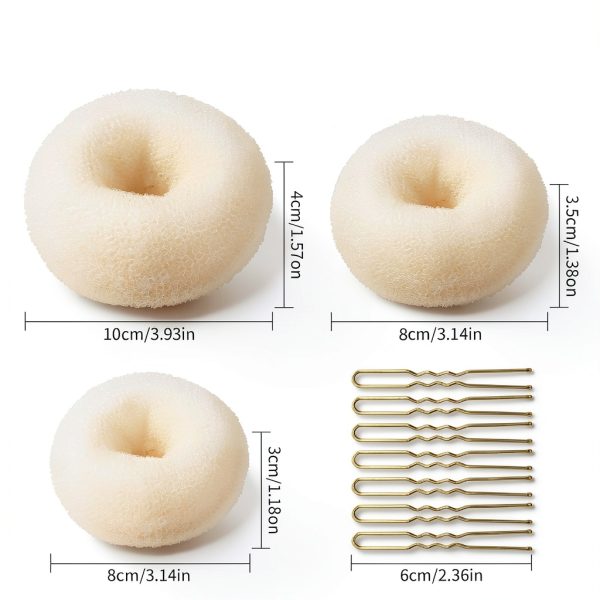 TsMADDTs Blonde Hair Bun Maker Set 3‑Piece Multi‑Size with Bobby Pins-1