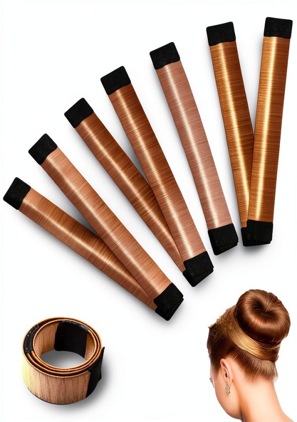 YANVIPERISK Hair Bun Maker Set 4-Piece Satin Cloth Elastic Hair Donut-0