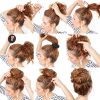 NICEMOVIC Medium Hair Bun Maker Set 2pcs Donut Bun Tools in Brown-6
