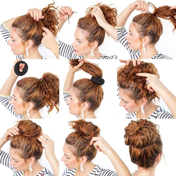 NICEMOVIC Medium Hair Bun Maker Set 2pcs Donut Bun Tools in Brown-6