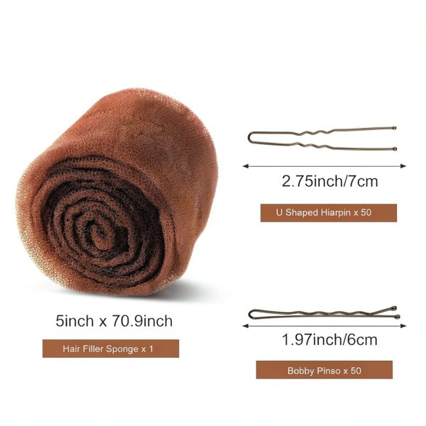 Hair Bun and Crown Shaper Weightless Volume Padding Dark Brown FEUNLEM-4
