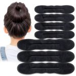 Arvintas Hair Bun Maker 10pcs Black Stretchable Donut for Easy Updos-0