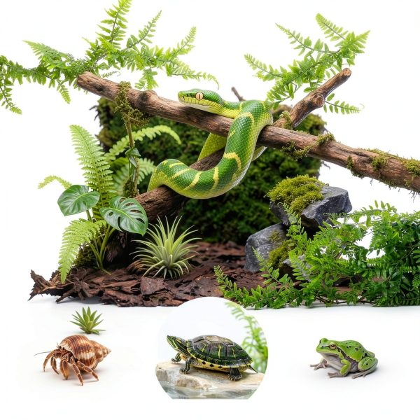 3PCS Reptile Plants for Terrarium - Fake Hanging Terrarium Plants, Artificial Boston Fern for Bearded Dragon Snake Geckos Hermit Crab Lizard Chameleon Turtle Reptile Decor(L30 xW5.1)-3
